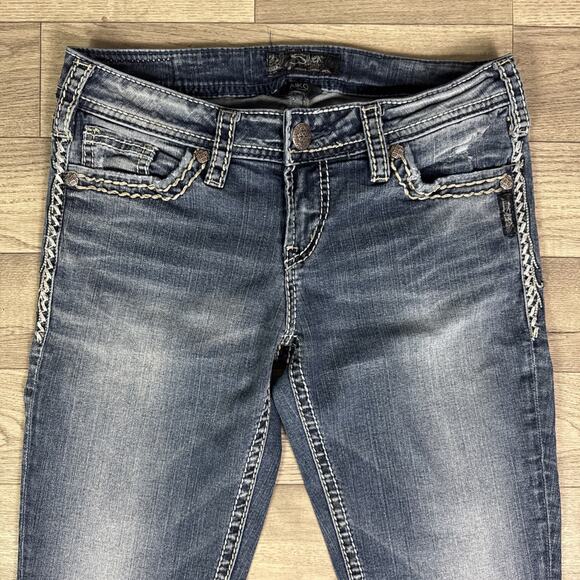 Silver Jeans Low Rise Stretch Aiko Skinny Denim Jeans Medium Wash sz 27 - Picture 3 of 9